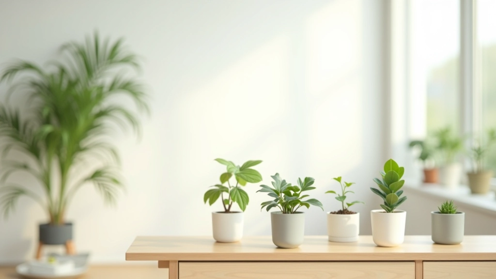 Rustig interieur met groene planten en zacht licht